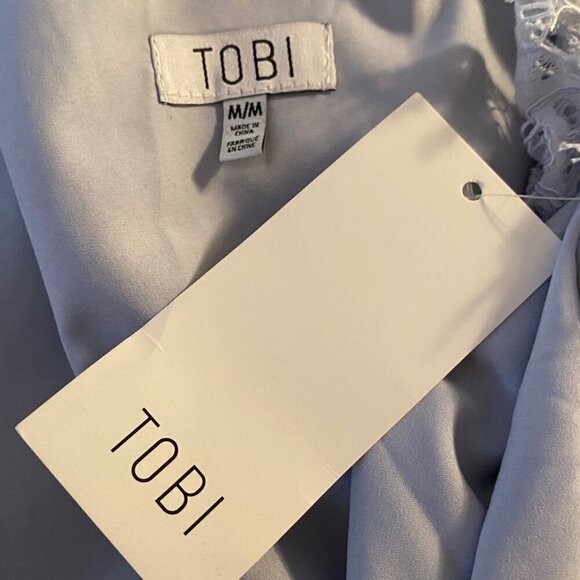 Tobi Blue Lace Overlay Front Tie Skater Mini Dress, NWT Junior's Size M - Picture 9 of 13